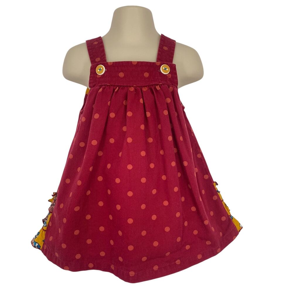 Matilda Jane Dress Girls 2 Burgundy Polka Dot Floral Ruffle‎ Corduroy Pinafore
